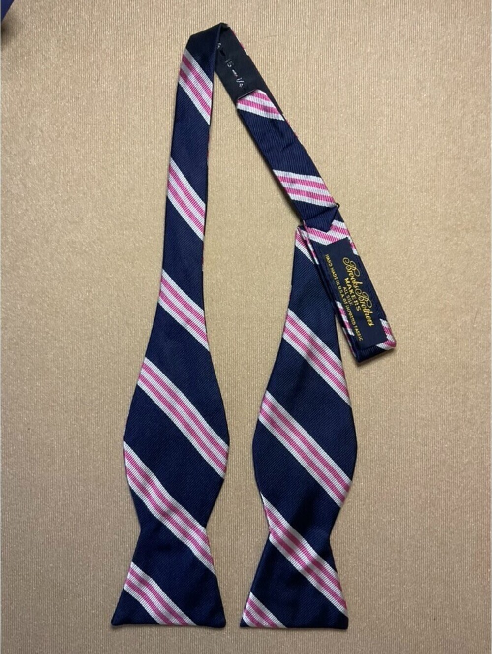 Brooks Brothers Makers Men's Silk Bow Tie Navy Pink Silver Striped